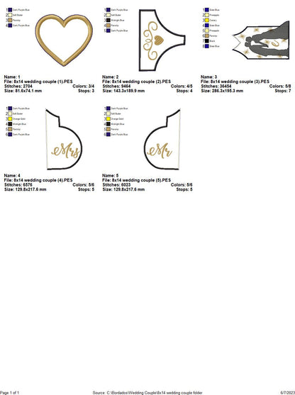 Bride and Groom Wedding Day - ITH Project - Machine Embroidery Design