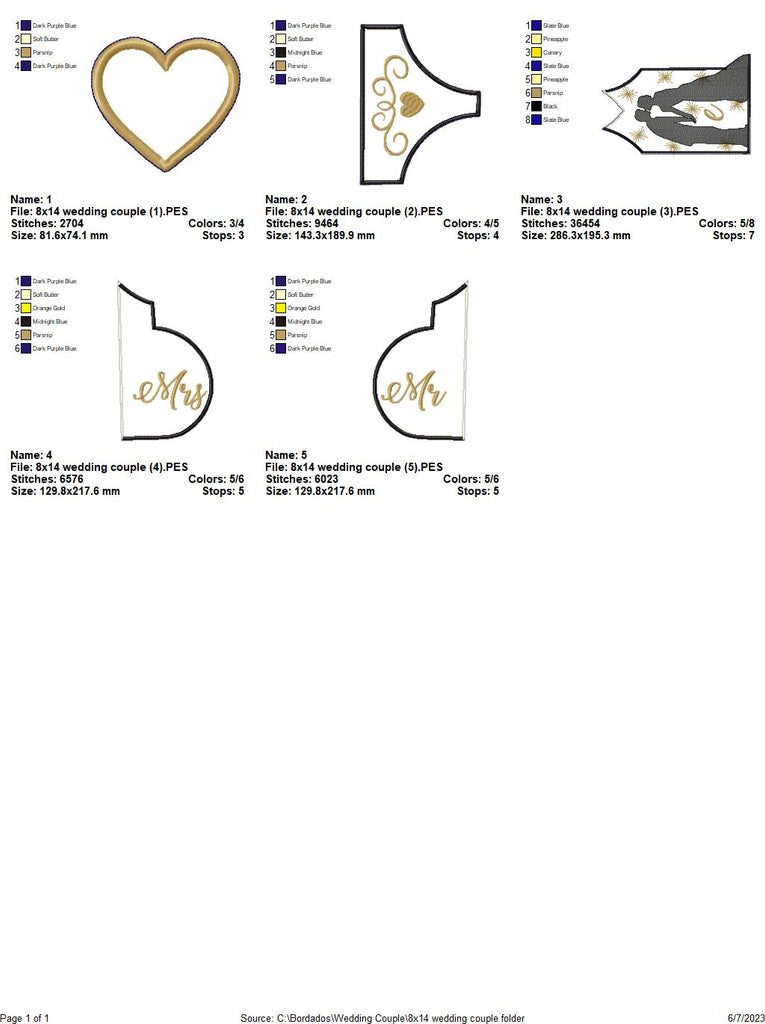 Bride and Groom Wedding Day - ITH Project - Machine Embroidery Design