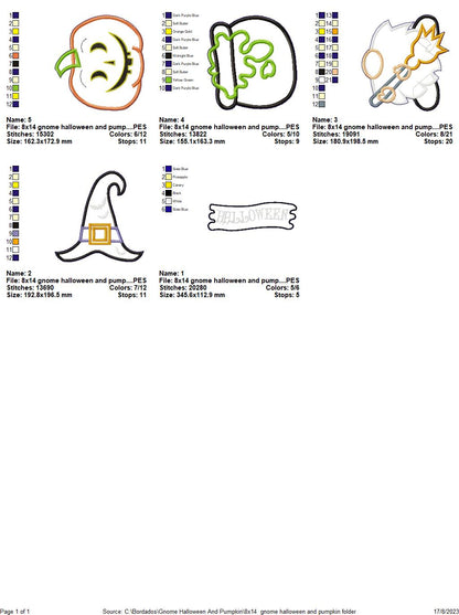 Gnome and Pumpkin Halloween - ITH Project - Machine Embroidery Design