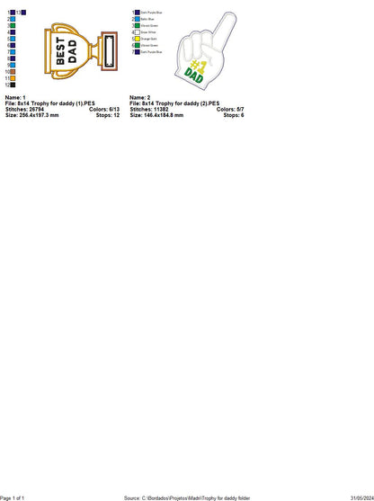 Trophy for daddy - ITH Project - Machine Embroidery Design