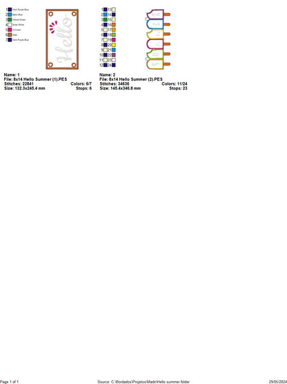 Hello Summer  - ITH Project - Machine Embroidery Design