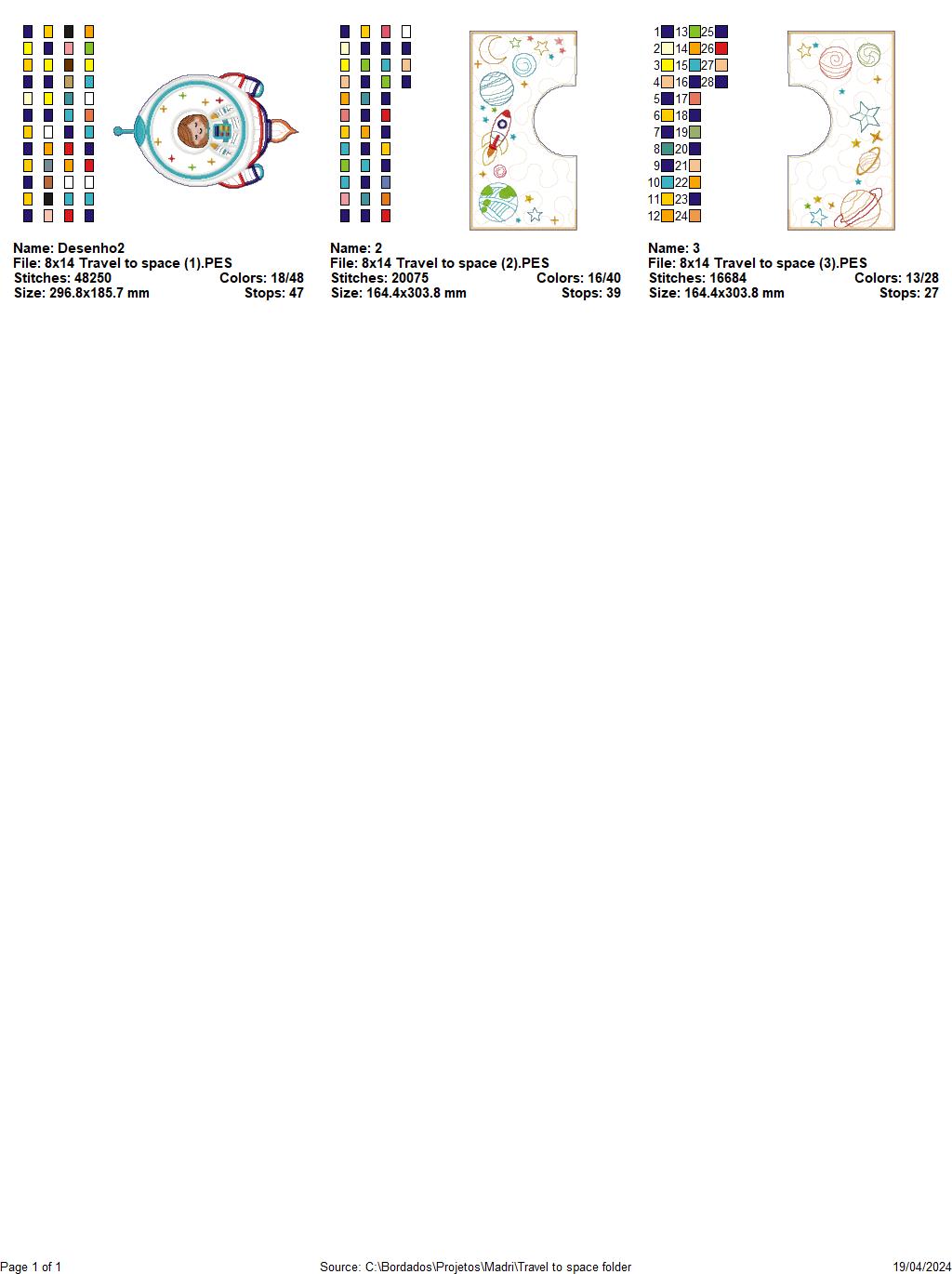 Outer space board - ITH Project - Machine Embroidery Design