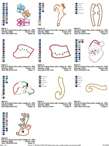 Santa Sleigh with Reindeer and Presents – ITH Project – Machine Embroidery Design