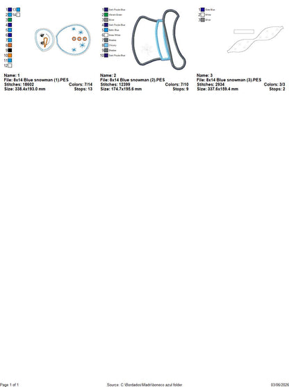 Blue Snowman – ITH Project – Machine Embroidery Design