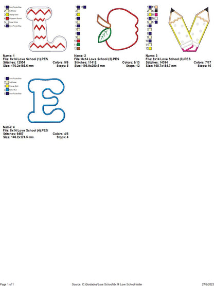 Love School - ITH Project - Machine Embroidery Design