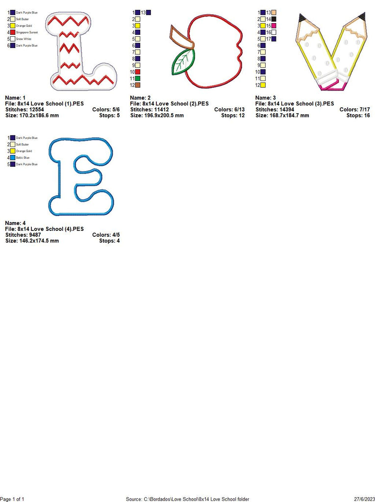 Love School - ITH Project - Machine Embroidery Design