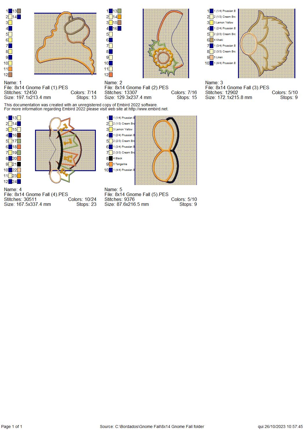 Gnome Fall - ITH Project - Machine Embroidery Design