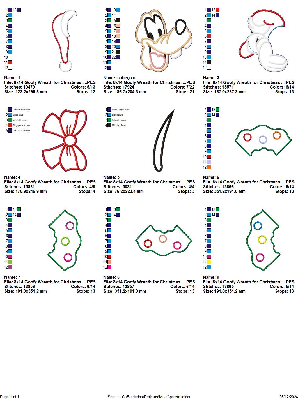 Goofy Christmas Wreath – ITH Project – Machine Embroidery Design