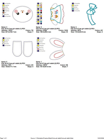 Cute Girl Rabbit - ITH Project - Machine Embroidery Design