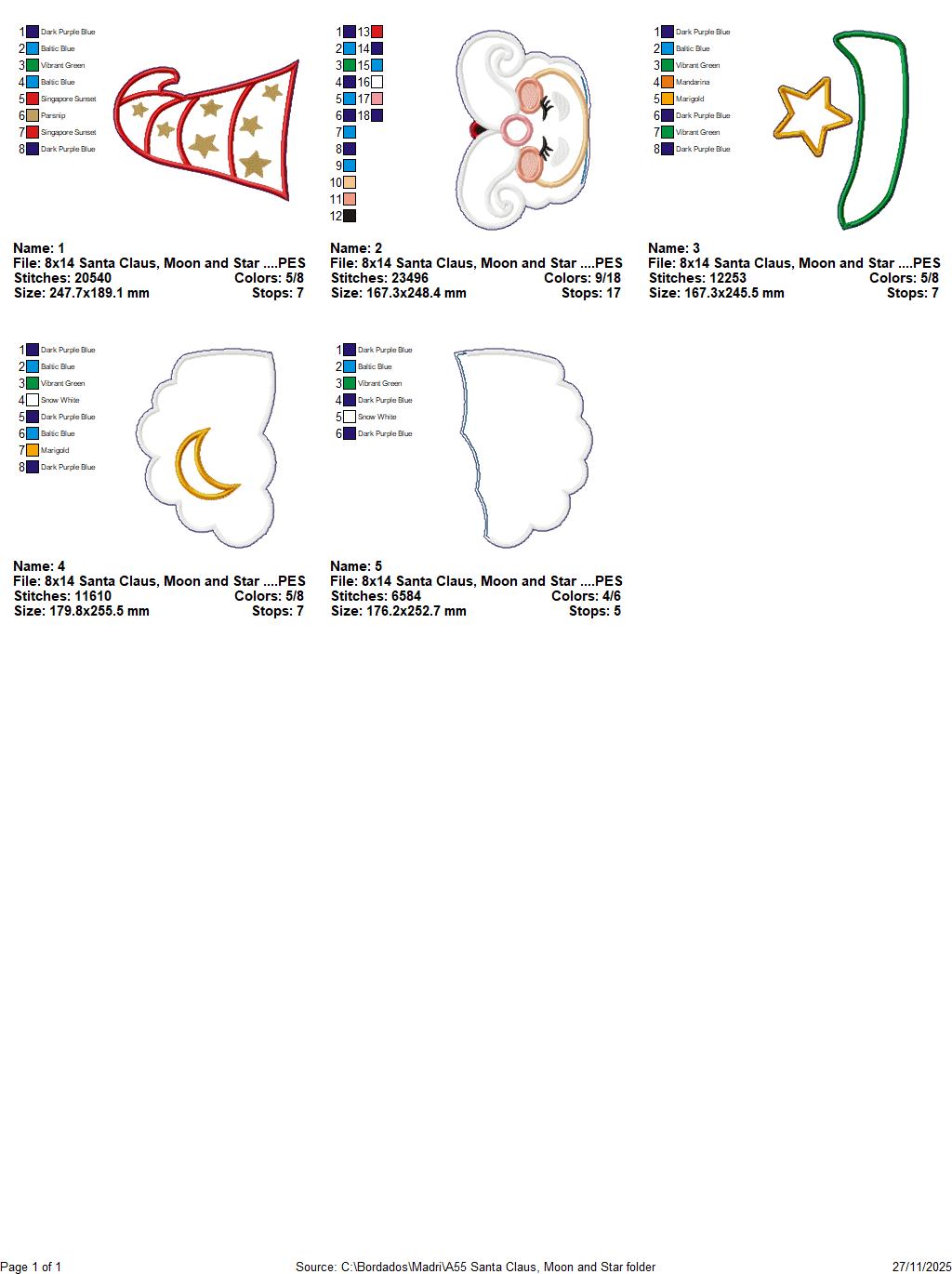 Santa Claus with Moon and Star – ITH Project – Machine Embroidery Design