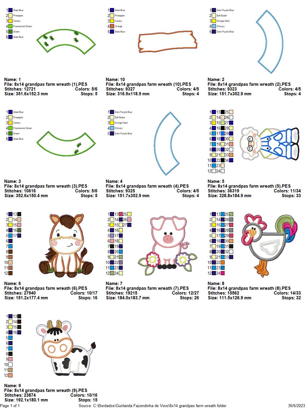 Grandpa's Farm Wreath - ITH Project - Machine Embroidery Design
