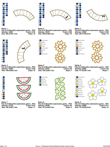 Watermelon Summer Wreath Ornament - ITH Project - Machine Embroidery Design