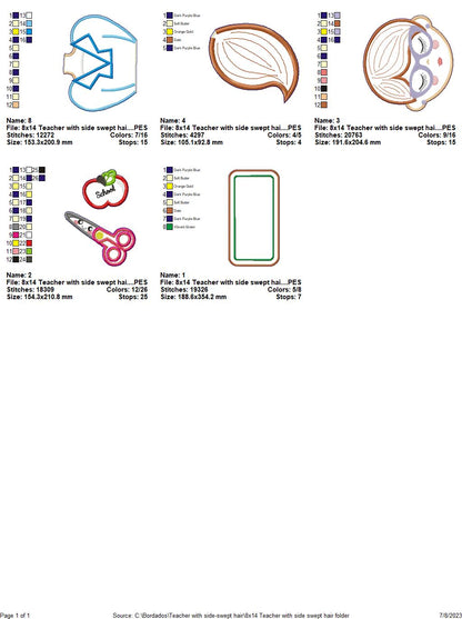 Teacher with Ponytail - ITH Project - Machine Embroidery Design