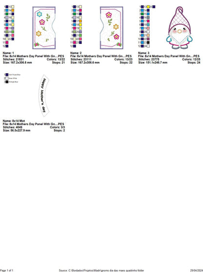 Gnome Happy Mother's Day Hanger - ITH Project - Machine Embroidery Design