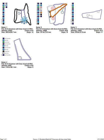 Snowman With Blue Scarf Door Hanger – ITH Project – Machine Embroidery Design