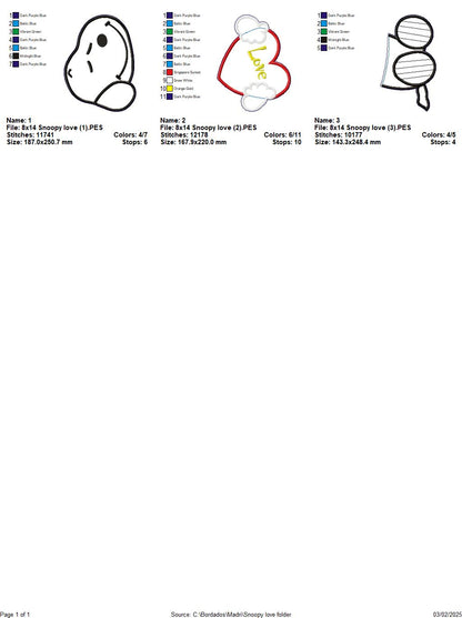 Snoopy Love Valentine's Day - ITH Project - Machine Embroidery Design