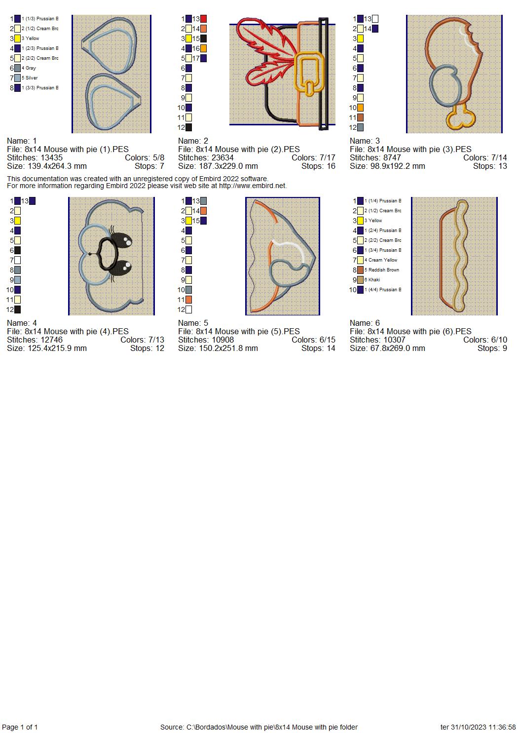 Mouse with Drumstick Thanksgiving - ITH Project - Machine Embroidery Design