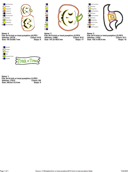 Trick or Treat Pumpkins - ITH Project - Machine Embroidery Design