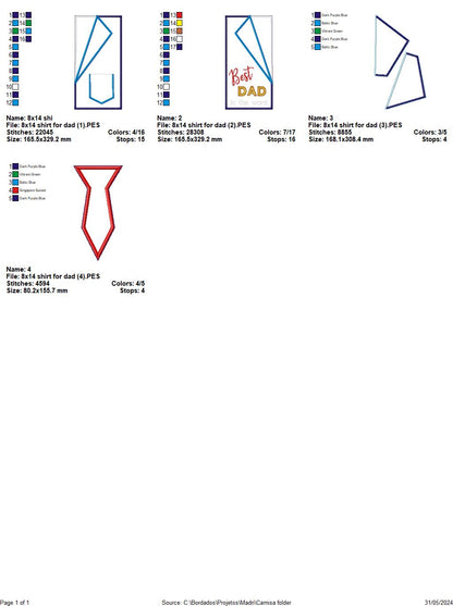 Happy Father's Shirt for dad Ornament - ITH Project - Machine Embroidery Design