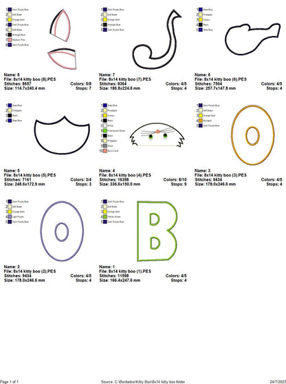 Halloween Kitty Boo - ITH Project - Machine Embroidery Design