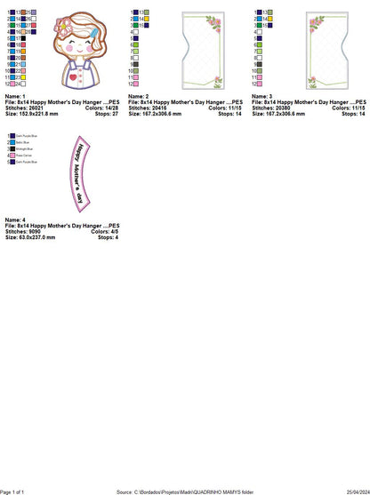 Happy Mother's Day Hanger - ITH Project - Machine Embroidery Design