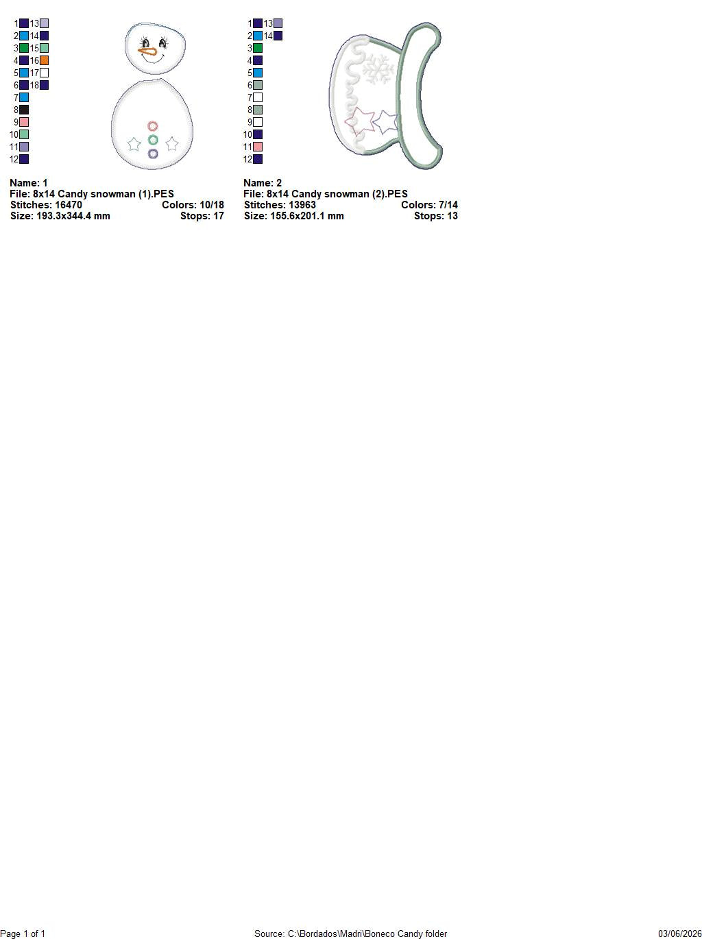 Candy Snowman – ITH Project – Machine Embroidery Design