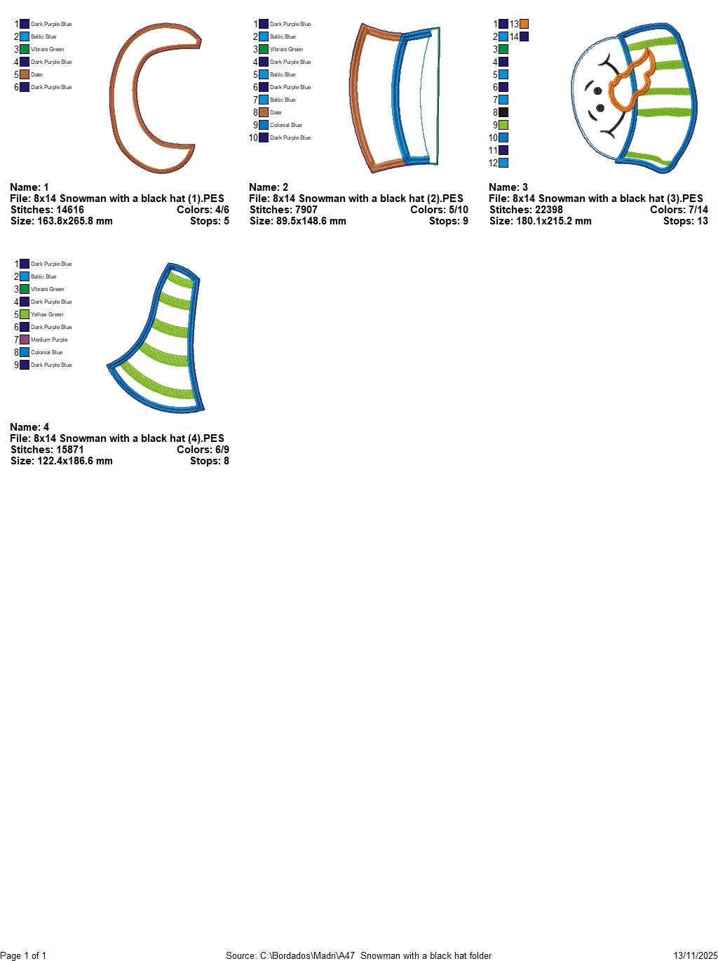 Snowman with Black Hat Door Hanger – ITH Project – Machine Embroidery Design