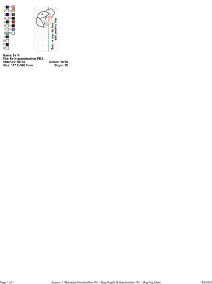 Grandmother Mug Rug - ITH Project - Machine Embroidery Design