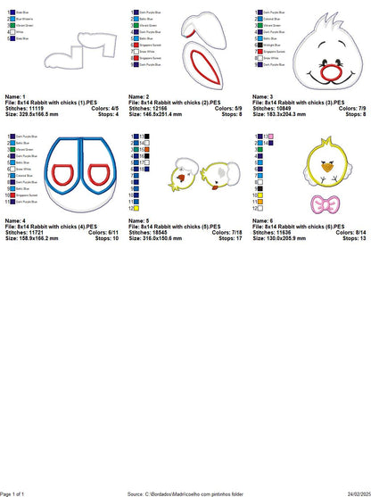 Bunny with Chicks - ITH Project - Machine Embroidery Design
