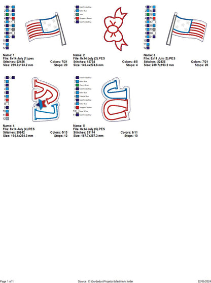 4th of July Cute   - ITH Project - Machine Embroidery Design