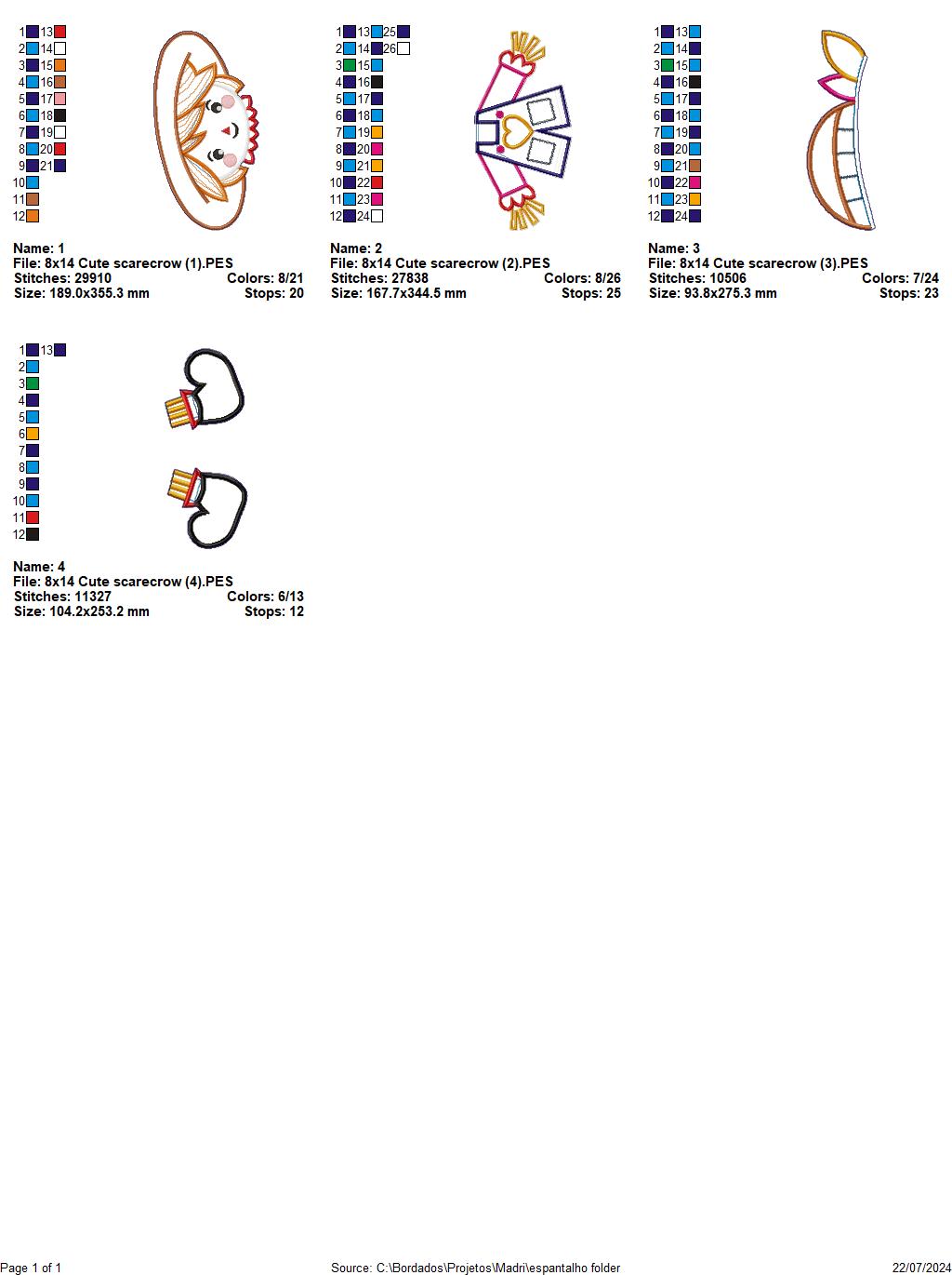 Cute Scarecrow  - ITH Project - Machine Embroidery Design