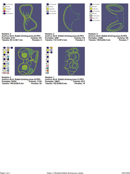Rabbit Drinking Juice - ITH Project - Machine Embroidery Design