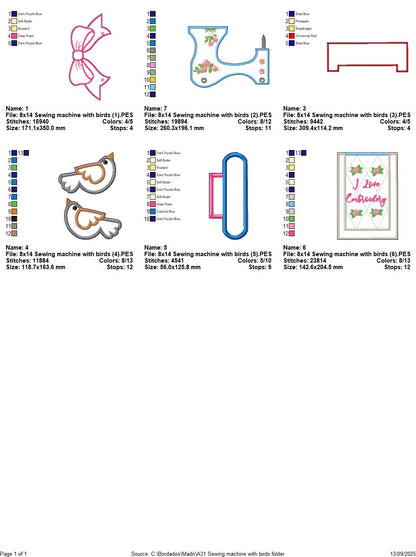 Sewing Machine with Birds – ITH Project – Machine Embroidery Design