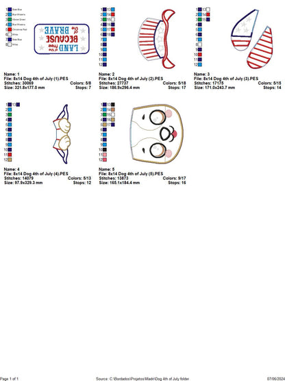 Dog 4th of July Land of the Free - ITH Project - Machine Embroidery Design