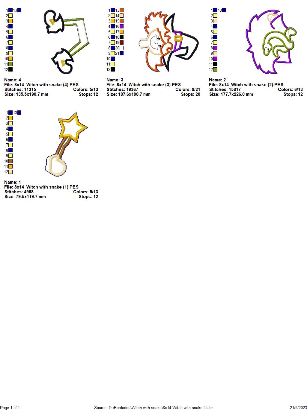 Witch with Snake - ITH Project - Machine Embroidery Design