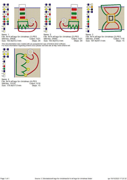 Elf Legs Christmas - ITH Project - Machine Embroidery Design