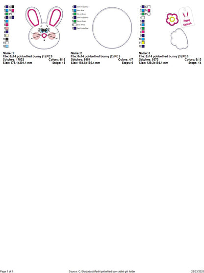Potbellied Girl Rabbit  - ITH Project - Machine Embroidery Design