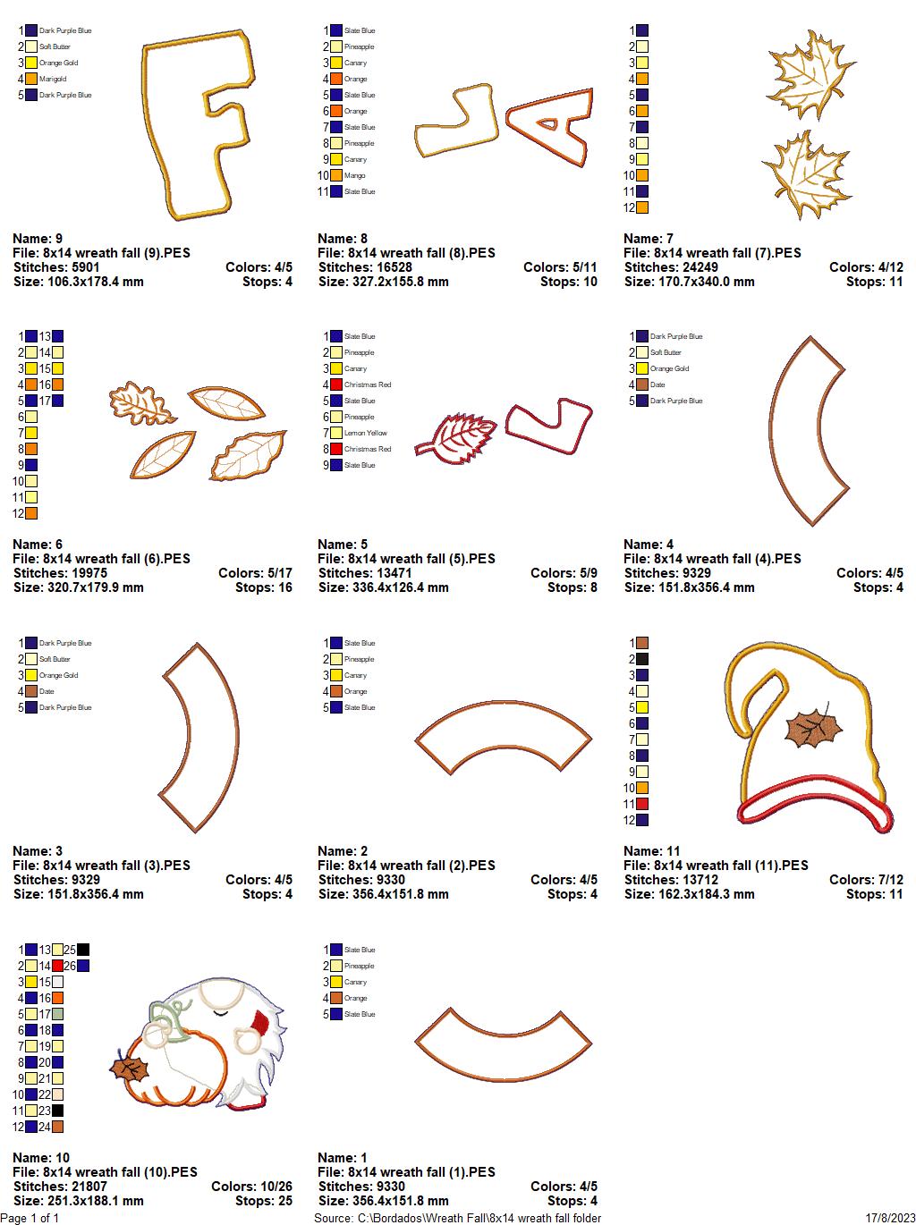 Autumn Gnome Wreath - ITH Project - Machine Embroidery Design