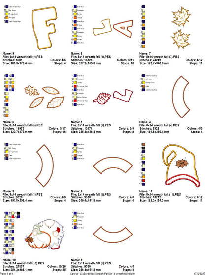 Autumn Gnome Wreath - ITH Project - Machine Embroidery Design
