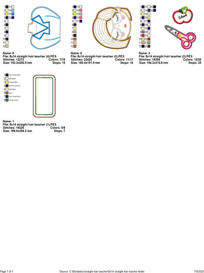 Straight Hair Teacher - ITH Project - Machine Embroidery Design