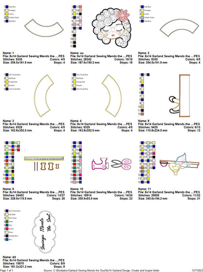 Sewing Mends the Soul Wreath - ITH Project - Machine Embroidery Design