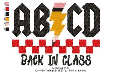 Rock Your School Year 🎸✏️ Back to Class -  Fill Stitch - Machine Embroidery Design