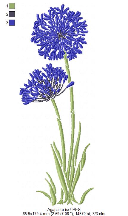 Agapanthus Flower - Fill Stitch - Machine Embroidery Design