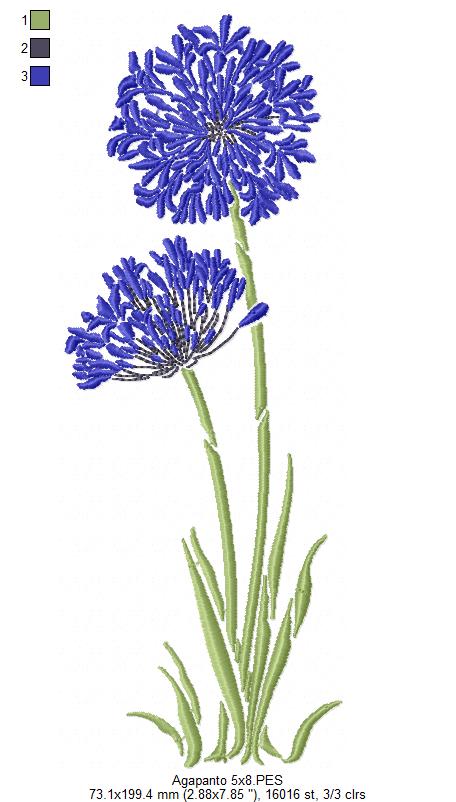 Agapanthus Flower - Fill Stitch - Machine Embroidery Design