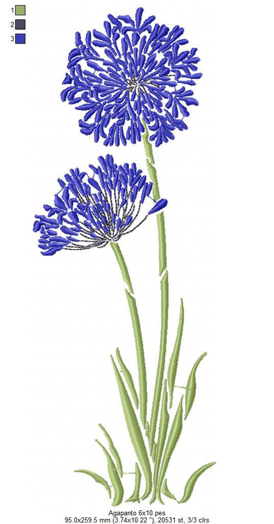 Agapanthus Flower - Fill Stitch - Machine Embroidery Design