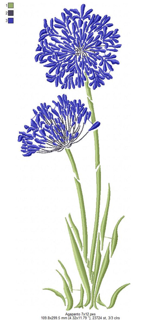 Agapanthus Flower - Fill Stitch - Machine Embroidery Design