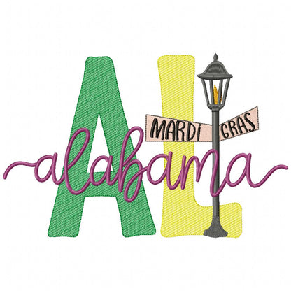 Alabama Mardi Gras - Fill Stitch - Machine Embroidery Design