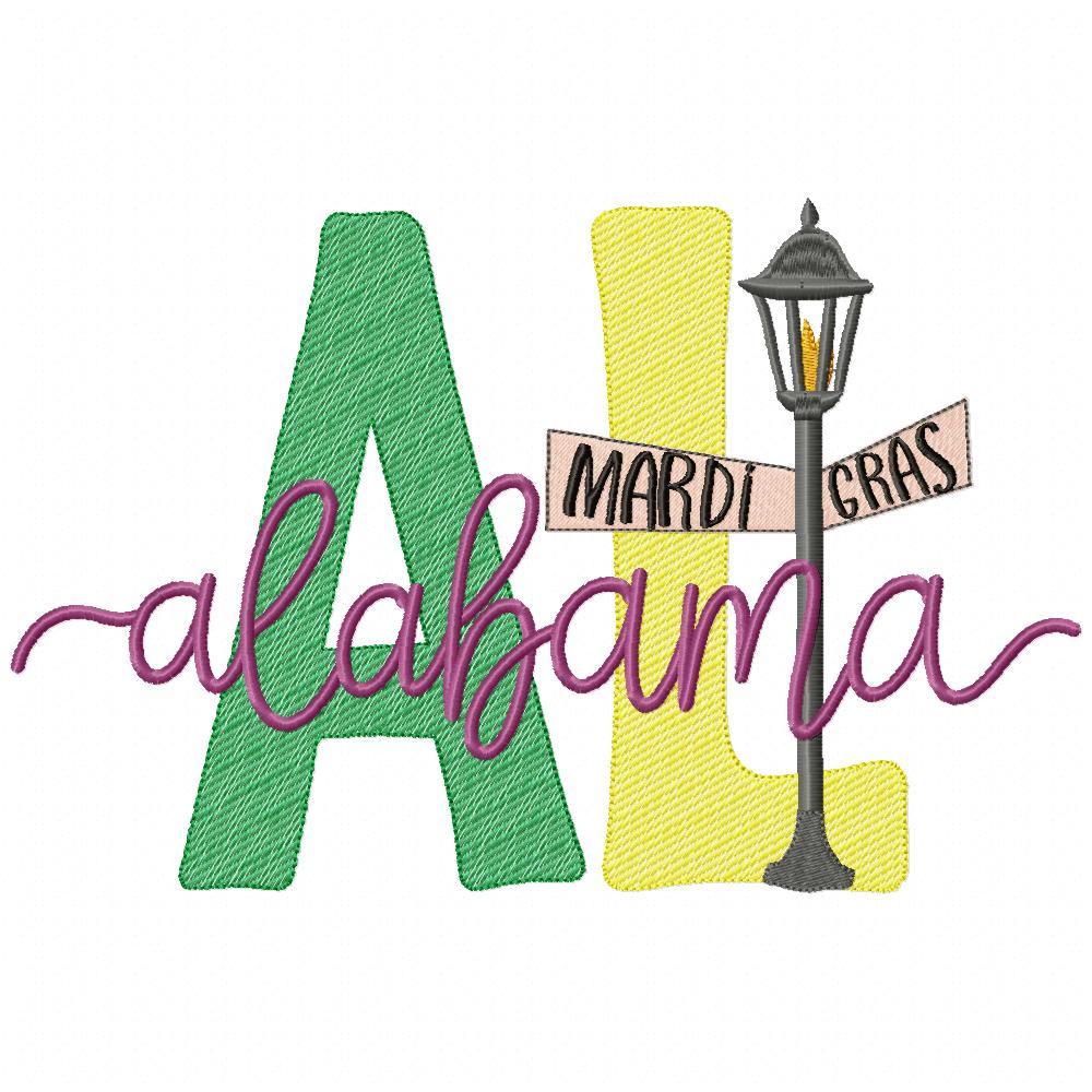 Alabama Mardi Gras - Fill Stitch - Machine Embroidery Design