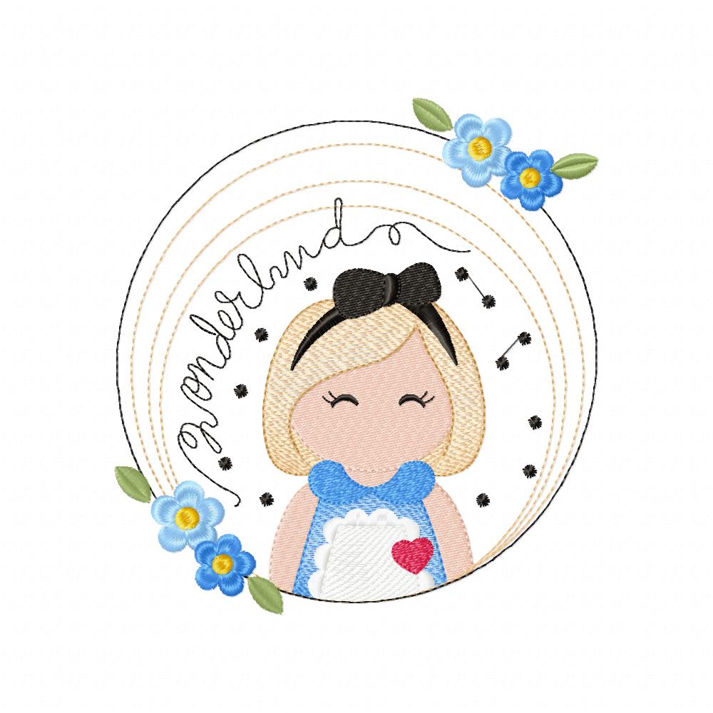 Alice in Wonderland Frame - Fill Stitch Embroidery