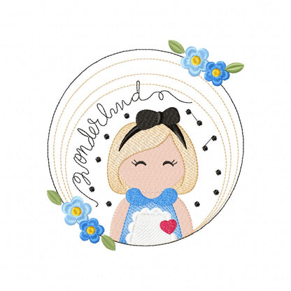 Alice in Wonderland Frame - Fill Stitch Embroidery